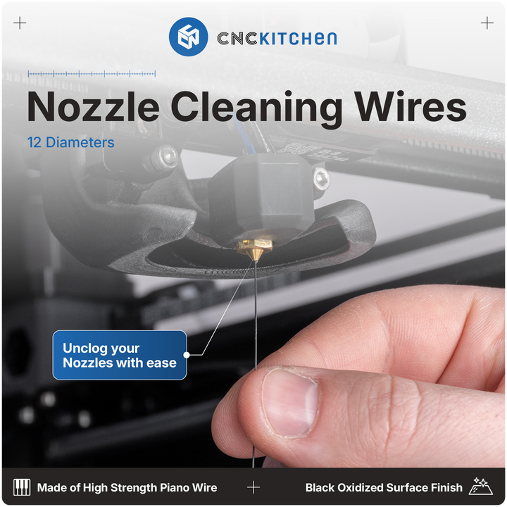 CNC Kitchen - Reinigungsdrähte für Düsen - 12 Stück