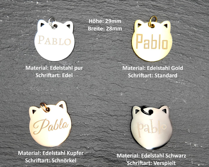 Personalisierter Edelstahl Anhänger "Katze"