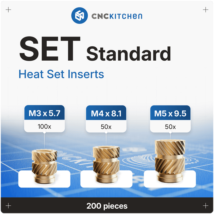 CNC Kitchen - Gewindeeinsatz SET M3+M4+M5 - 200 Stück