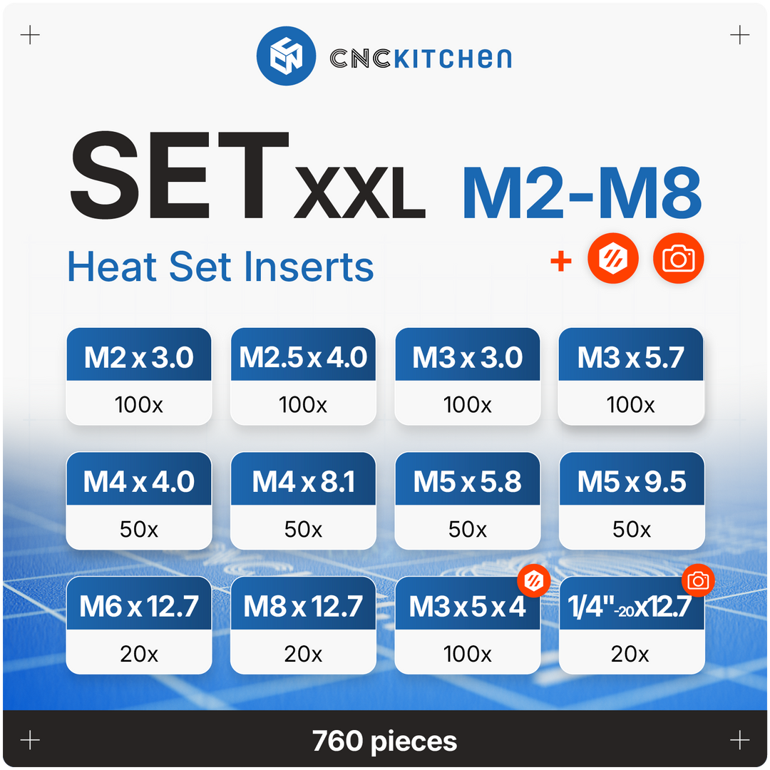 CNC Kitchen - Gewindeeinsatz XXL SET - 760 Stück