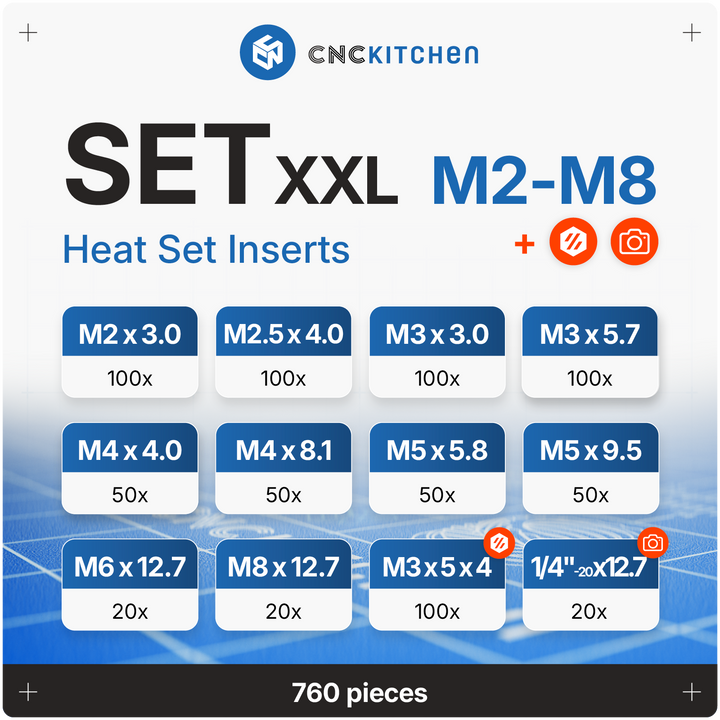 CNC Kitchen - Gewindeeinsatz XXL SET - 760 Stück