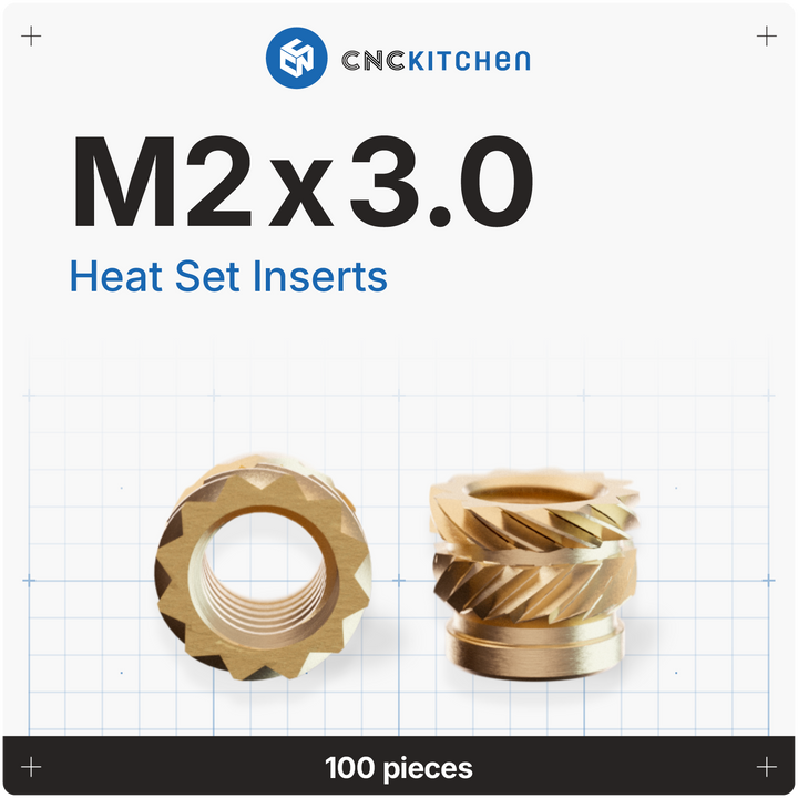 CNC Kitchen - Gewindeeinsatz M2 x 3.0 - 100 Stück
