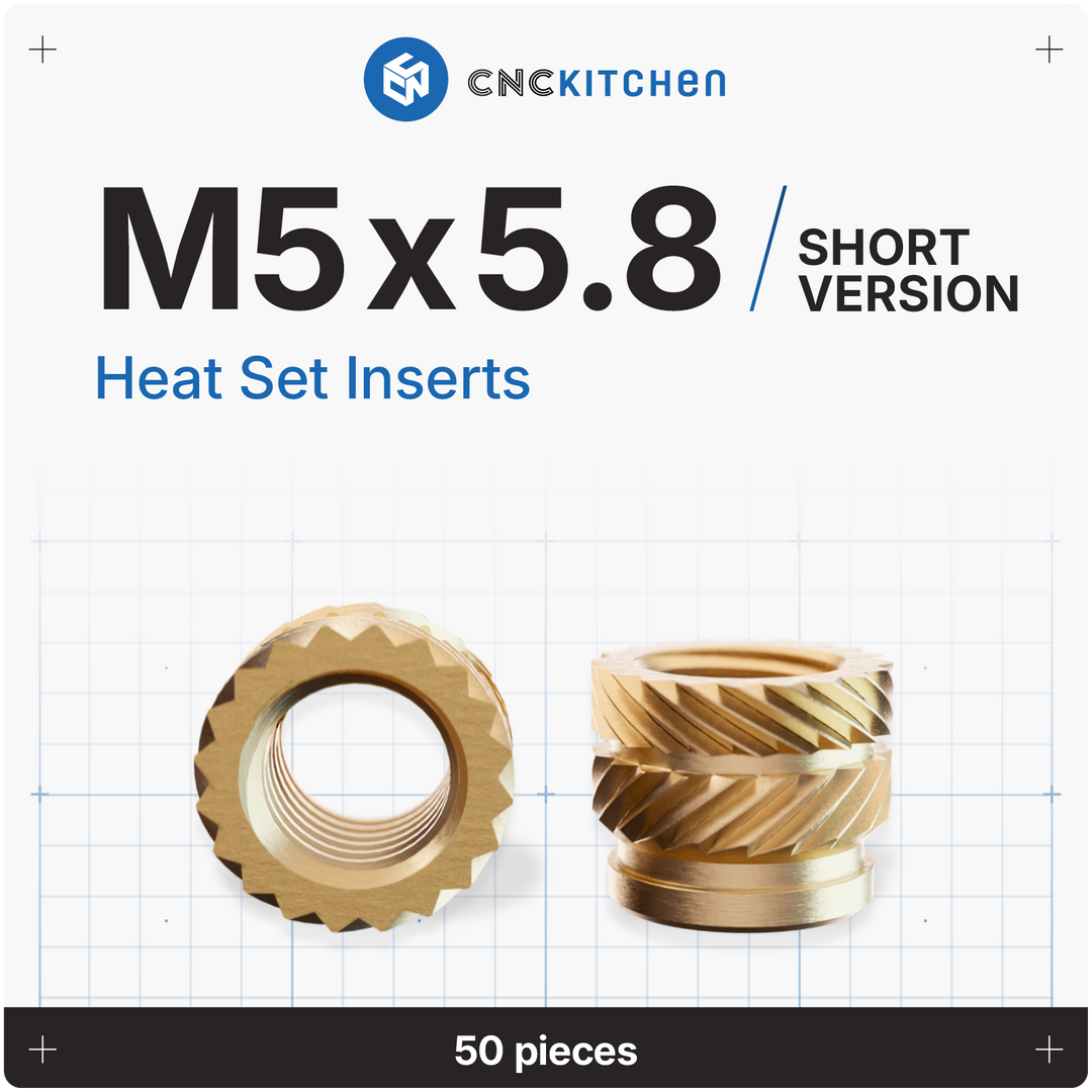 CNC Kitchen - Gewindeeinsatz M5 x 5.8 (kurze Version) - 50 Stück