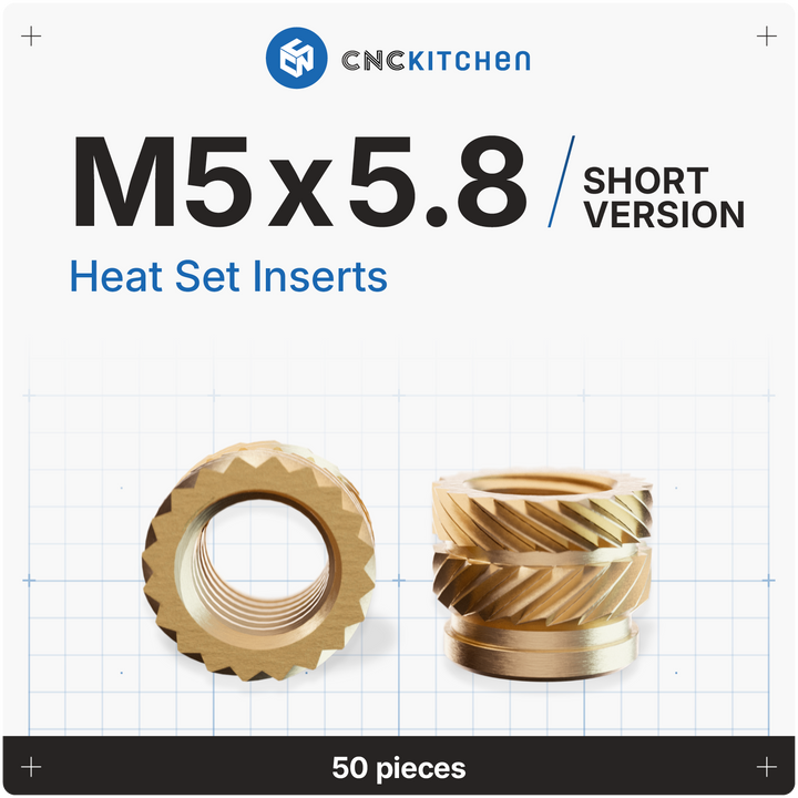CNC Kitchen - Gewindeeinsatz M5 x 5.8 (kurze Version) - 50 Stück