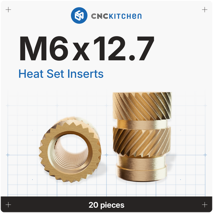 CNC Kitchen - Gewindeeinsatz M6 x 12.7 - 20 Stück